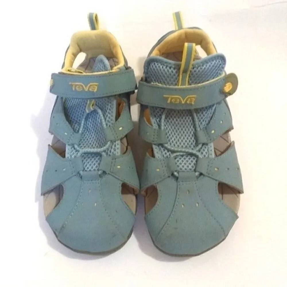 Teva deacon mermaid kids 4 sandals yellow and gray hiking camp casual vacations